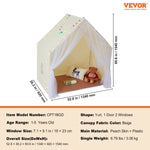 VEVOR Kids Play Tent, Kids Tent for Kids 1 - 5 Years Old, Toddler Tent with Mat and Tent Lamp, Tent for Kids with Windows for Indoor and Outdoor, Yurt Tent for Boys and Girls, Beige