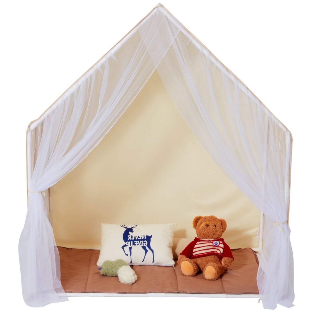 VEVOR Kids Play Tent, Kids Tent for Kids 1 - 5 Years Old, Toddler Tent with Mat and Tent Lamp, Tent for Kids with Windows for Indoor and Outdoor, Yurt Tent for Boys and Girls, Beige