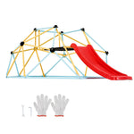 VEVOR Climbing Dome, 8FT Geometric Dome Climber with Slide, for Kids 3 to 9 Years Old, Jungle Gym Supports 600LBS and Easy Assembly, with Climbing Grip, Outdoor and Indoor Play Equipment for Kids