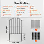 VEVOR Garden Fence, No Dig Fence 61 x 33 cm Animal Barrier Fence, Underground Decorative Garden Fencing with 5.08 cm Spike Spacing, Metal Dog Fence for the Yard and Outdoor Patio, 28 Pack