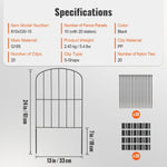 VEVOR Garden Fence, No Dig Fence 61 x 33 cm Animal Barrier Fence, Underground Decorative Garden Fencing with 5.08 cm Spike Spacing, Metal Dog Fence for the Yard and Outdoor Patio, 10 Pack