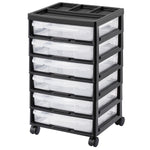 Scrapbook Rolling Storage Cart 6 - Tier Large Capacity with 6 Clear Cases Black