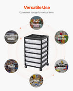 Scrapbook Rolling Storage Cart 6 - Tier Large Capacity with 6 Clear Cases Black