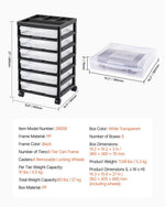 Scrapbook Rolling Storage Cart 6 - Tier Large Capacity with 6 Clear Cases Black
