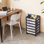 Scrapbook Rolling Storage Cart 6 - Tier Large Capacity with 6 Clear Cases Black