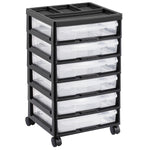 Scrapbook Rolling Storage Cart 6 - Tier Large Capacity with 6 Clear Cases Black
