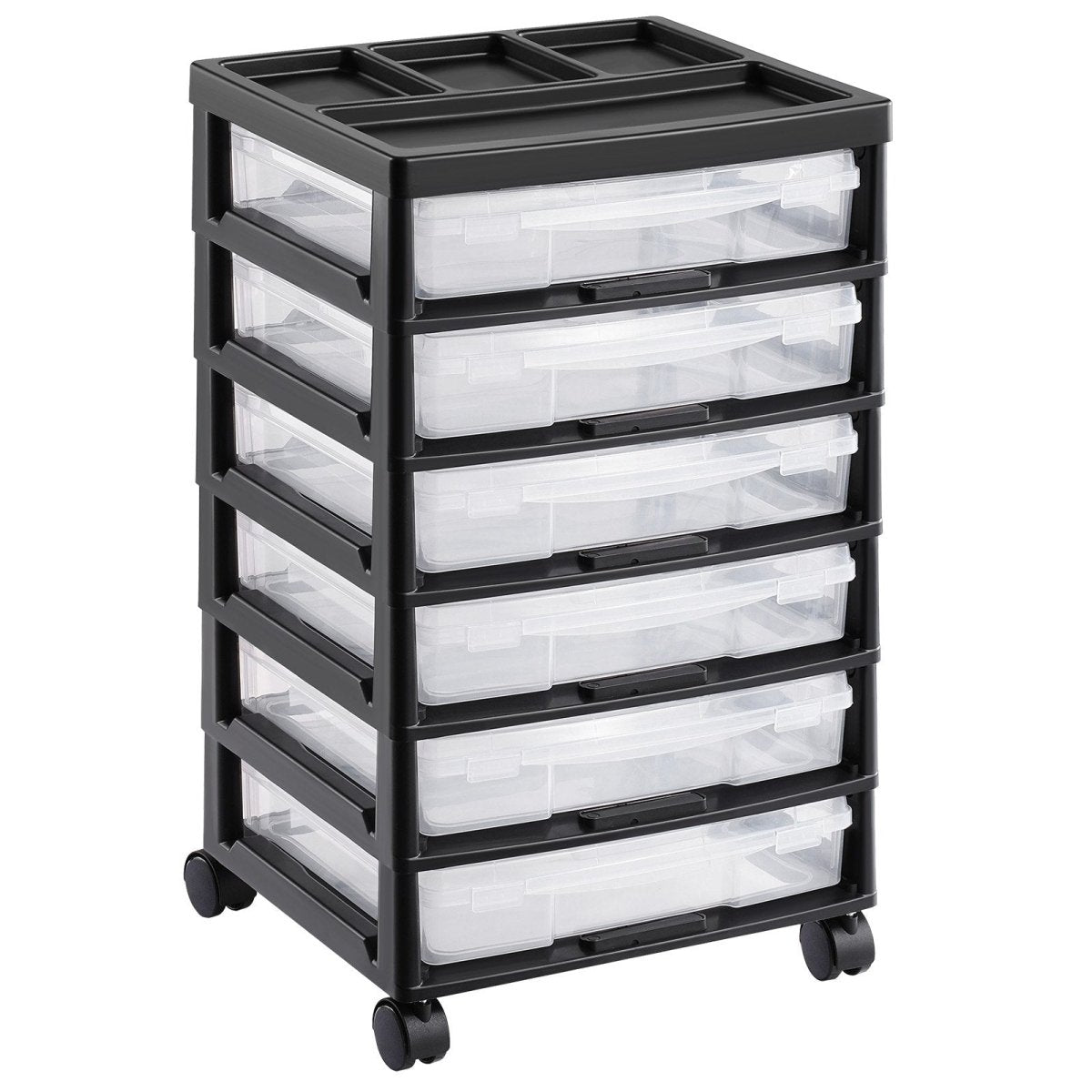 Scrapbook Rolling Storage Cart 6 - Tier Large Capacity with 6 Clear Cases Black