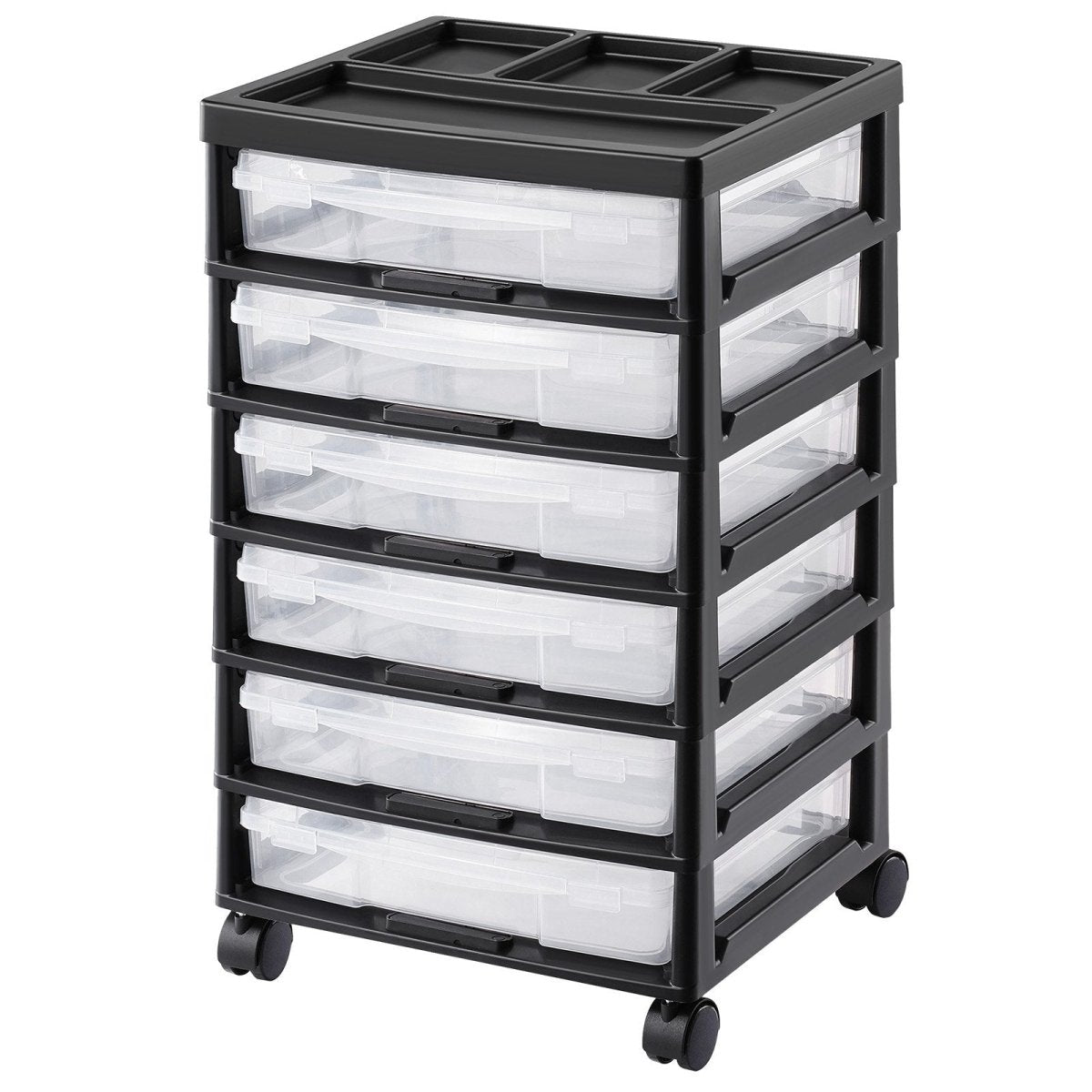 Scrapbook Rolling Storage Cart 6 - Tier Large Capacity with 6 Clear Cases Black