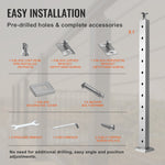 VEVOR Cable Railing Post Level Deck Stair Post 36 x 0.98 x 1.97" Cable Handrail Post Stainless Steel Wire Drawing Deck Railing Pre-Drilled Pickets with Mounting Bracket Stair Railing Kit Silver, 91.4*2.5*5cm
