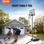VEVOR Basketball Hoop, 4-10 ft Adjustable Height Portable Backboard System, 44 inch Basketball Hoop & Goal, Kids & Adults Basketball Set with Wheels, Stand, and Fillable Base, for Outdoor/Indoor
