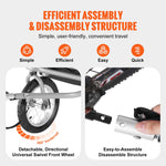VEVOR Bike Trailer for Toddlers, Kids, Double Seat, 40 kg Load, 2-In-1 Canopy Carrier Converts to Stroller, Tow Behind Foldable Child Bicycle Trailer with Universal Bicycle Coupler, Orange and Gray
