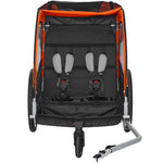 VEVOR Bike Trailer for Toddlers, Kids, Double Seat, 45 kg Load, 2-In-1 Canopy Carrier Converts to Stroller, Tow Behind Foldable Child Bicycle Trailer with Universal Bicycle Coupler, Orange and Gray
