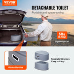 VEVOR Portable Toilet for Camping, Porta Potty with 5L Detachable Inner Bucket & Removable Paper Holder, Commode with Dual Lids, Travel Toilet for Adults Kids Outdoor Camping Car Long Road Trips