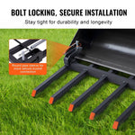 VEVOR Clamp on Debris Forks to 1200 mm Bucket, 1200 kg Capacity Heavy Duty Clamp on Pallet Forks Attachments, Fit for Loader Bucket Skidsteer Tractor to Clean up Fallen Limbs Debris or Yard Wwaste