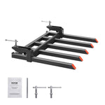 VEVOR Clamp on Debris Forks to 1200 mm Bucket, 1200 kg Capacity Heavy Duty Clamp on Pallet Forks Attachments, Fit for Loader Bucket Skidsteer Tractor to Clean up Fallen Limbs Debris or Yard Wwaste