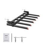 VEVOR Clamp on Debris Forks to 1500 mm Bucket, 2000 kg Capacity Heavy Duty Clamp on Pallet Forks Bucket, Fit for Loader Bucket Skidsteer Tractor to Clean up Fallen Limbs Debris or Yard Wwaste