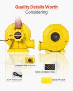 VEVOR Inflatable Bounce House Blower 1.2&1.3HP 950W for Commercial Bounce House