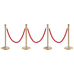 VEVOR Stanchion Post with Velvet Rope, 4-Pack Crowd Control Stanchion with 3PCS 5FT Red Velvet Ropes, Stainless Steel Queue Barrier Line Divider with Fillable Base & Ball Top for Wedding Museum Party