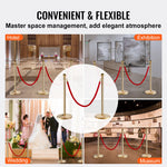VEVOR Stanchion Post with Velvet Rope, 6-Pack Crowd Control Stanchion with 4PCS 5FT Red Velvet Ropes, Stainless Steel Queue Barrier Line Divider with Fillable Base & Ball Top for Wedding Museum Party