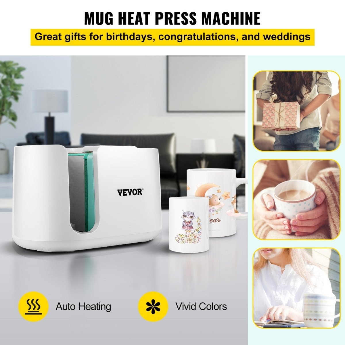 VEVOR Mug Press Machine Automatic Heat Press Sublimation Printing 11 - 15oz Cup