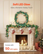 VEVOR Christmas Garland, 2750mm Artificial Christmas Garland with Light String, Faux Greenery Decoration with Berry Clusters, Pine Needles, Pine Cones, Realistic Xmas Collection for Mantel Fireplace