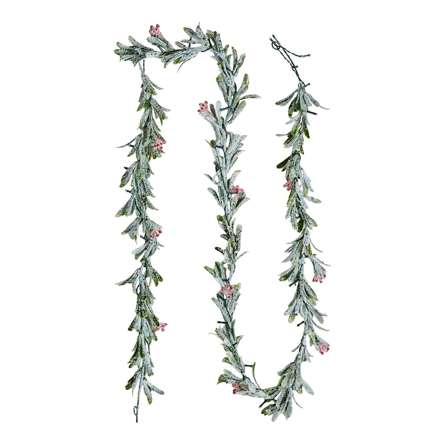 VEVOR Christmas Garland, 2750 mm Realistic Greenery Decorated with Vines, Olive Leaves, and Berries, Evergreen Faux Garlands with Light String for Indoor Outdoor Xmas Decoration on Mantel Fireplace