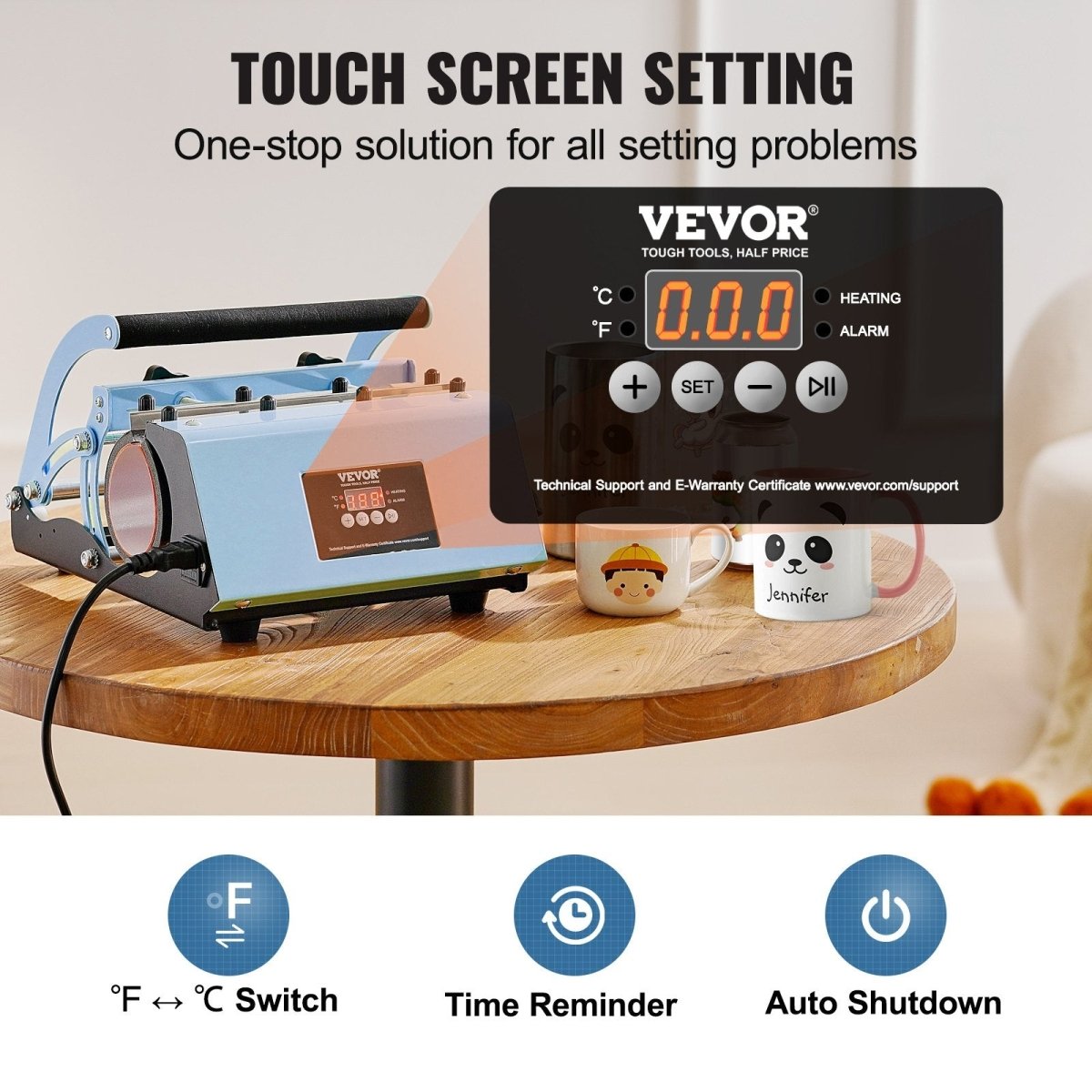 VEVOR Tumbler Heat Press Machine 11 - 30oz Mug Press Sublimation Tumblers Blue