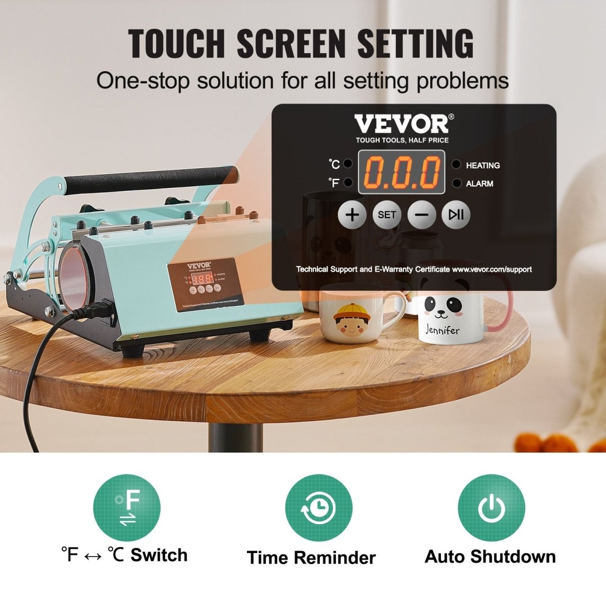 VEVOR Tumbler Heat Press Machine 11 - 30oz Mug Press Sublimation Tumblers Green