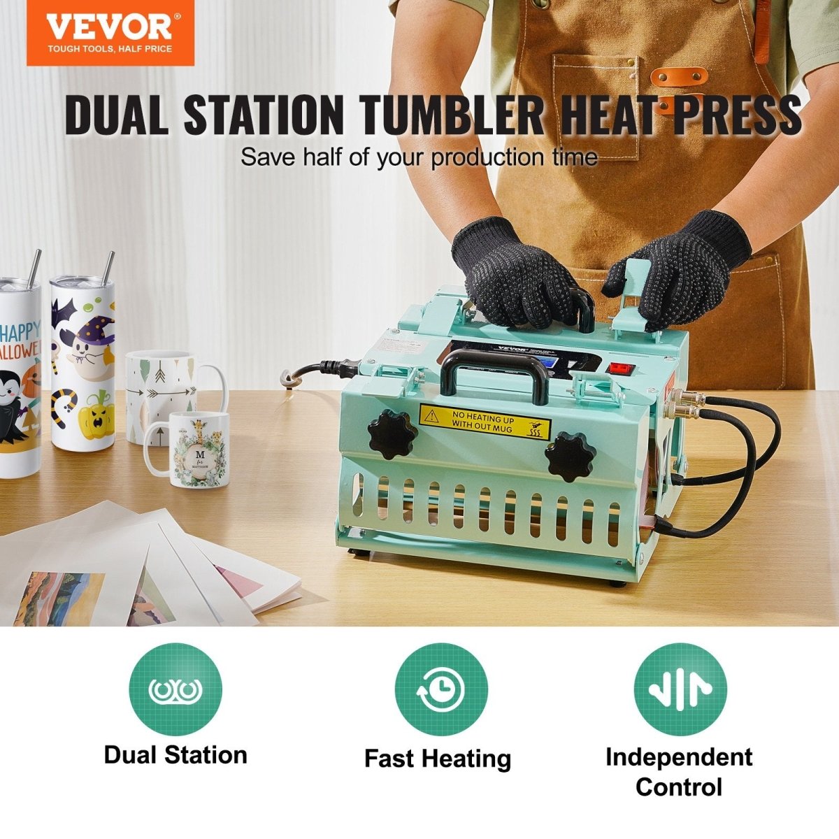 VEVOR Tumbler Heat Press Machine 2 Station Heaters 11 - 30oz Mug Press Sublimation