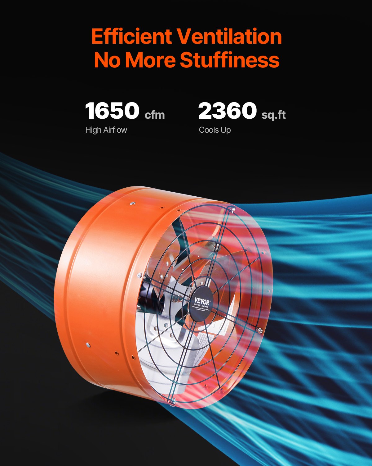 VEVOR 380 mm Gable Mount Fan 1650 CFM Attic Vent Fan with Adjustable Thermostat