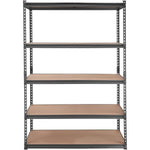 VEVOR Storage Shelving Unit, 5 - Tier Adjustable, 907 kg Capacity, Heavy Duty Garage Shelves Metal Organizer Utility Rack, Black, 122L x 61W x 183H cm for Kitchen Pantry Basement Bathroom Laundry Closet