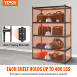 VEVOR Storage Shelving Unit, 5 - Tier Adjustable, 907 kg Capacity, Heavy Duty Garage Shelves Metal Organizer Utility Rack, Black, 122L x 61W x 183H cm for Kitchen Pantry Basement Bathroom Laundry Closet