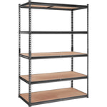 VEVOR Storage Shelving Unit, 5 - Tier Adjustable, 907 kg Capacity, Heavy Duty Garage Shelves Metal Organizer Utility Rack, Black, 122L x 61W x 183H cm for Kitchen Pantry Basement Bathroom Laundry Closet