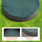 VEVOR Sandbox with Cover, 72 x 41.5 x 9.1 in Oval Sand Box, HDPE Sand Pit with 4 Corner Seating and Bottom Liner, Kids Sandbox for Outdoor Backyard, Beach, Park, Gift for Boys Girls Ages 3 - 12, Brown