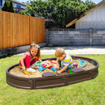 VEVOR Sandbox with Cover, 72 x 41.5 x 9.1 in Oval Sand Box, HDPE Sand Pit with 4 Corner Seating and Bottom Liner, Kids Sandbox for Outdoor Backyard, Beach, Park, Gift for Boys Girls Ages 3 - 12, Brown