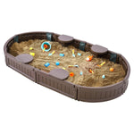 VEVOR Sandbox with Cover, 72 x 41.5 x 9.1 in Oval Sand Box, HDPE Sand Pit with 4 Corner Seating and Bottom Liner, Kids Sandbox for Outdoor Backyard, Beach, Park, Gift for Boys Girls Ages 3 - 12, Brown