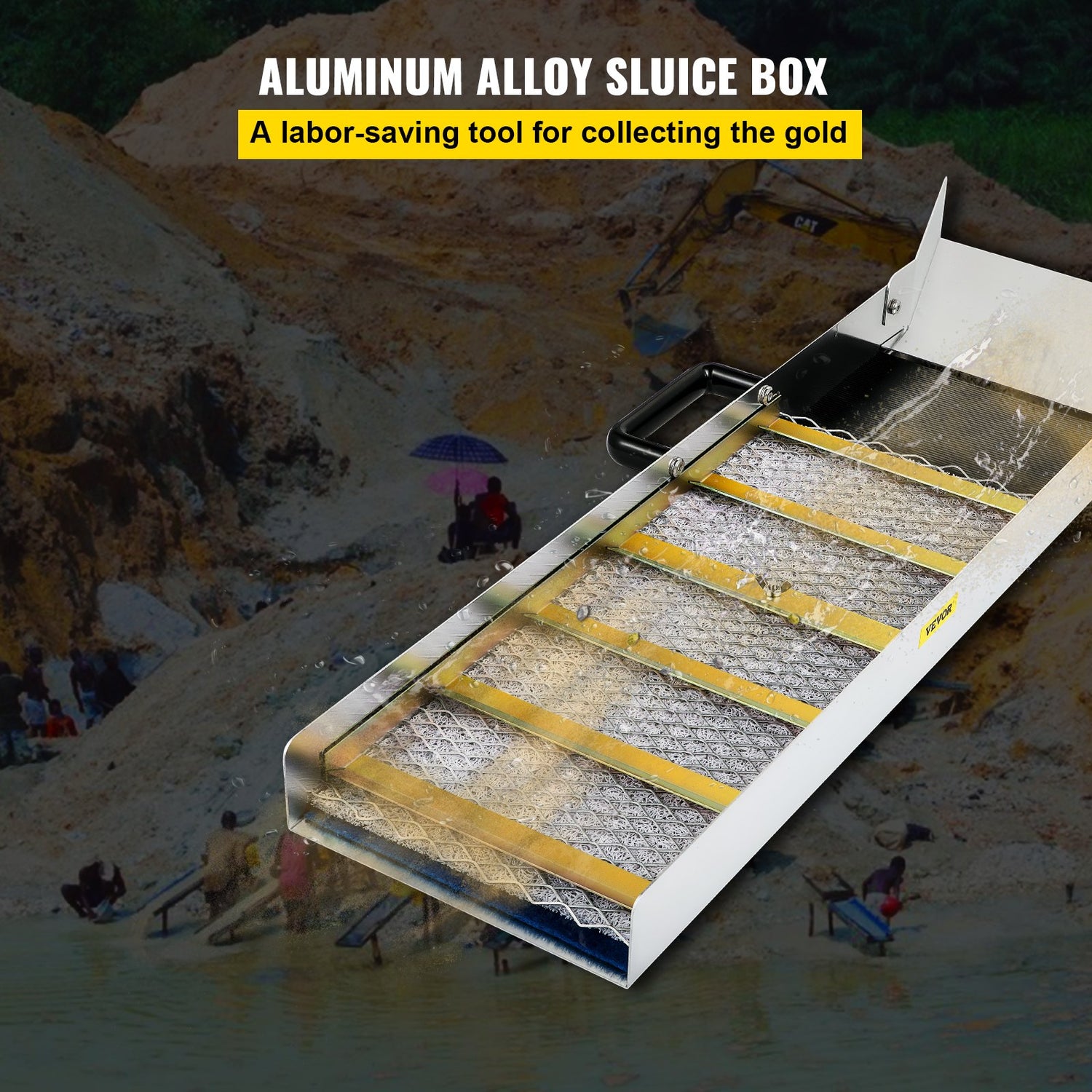 VEVOR Aluminum Alloy Sluice Box, Compact 36" Mini Sluice Boxes for Gold, Lightweight Gold Sluice Equipment, Portable Sluice Boxes with Miners Moss, River, Creek, Gold Panning, Prospecting, Dredging