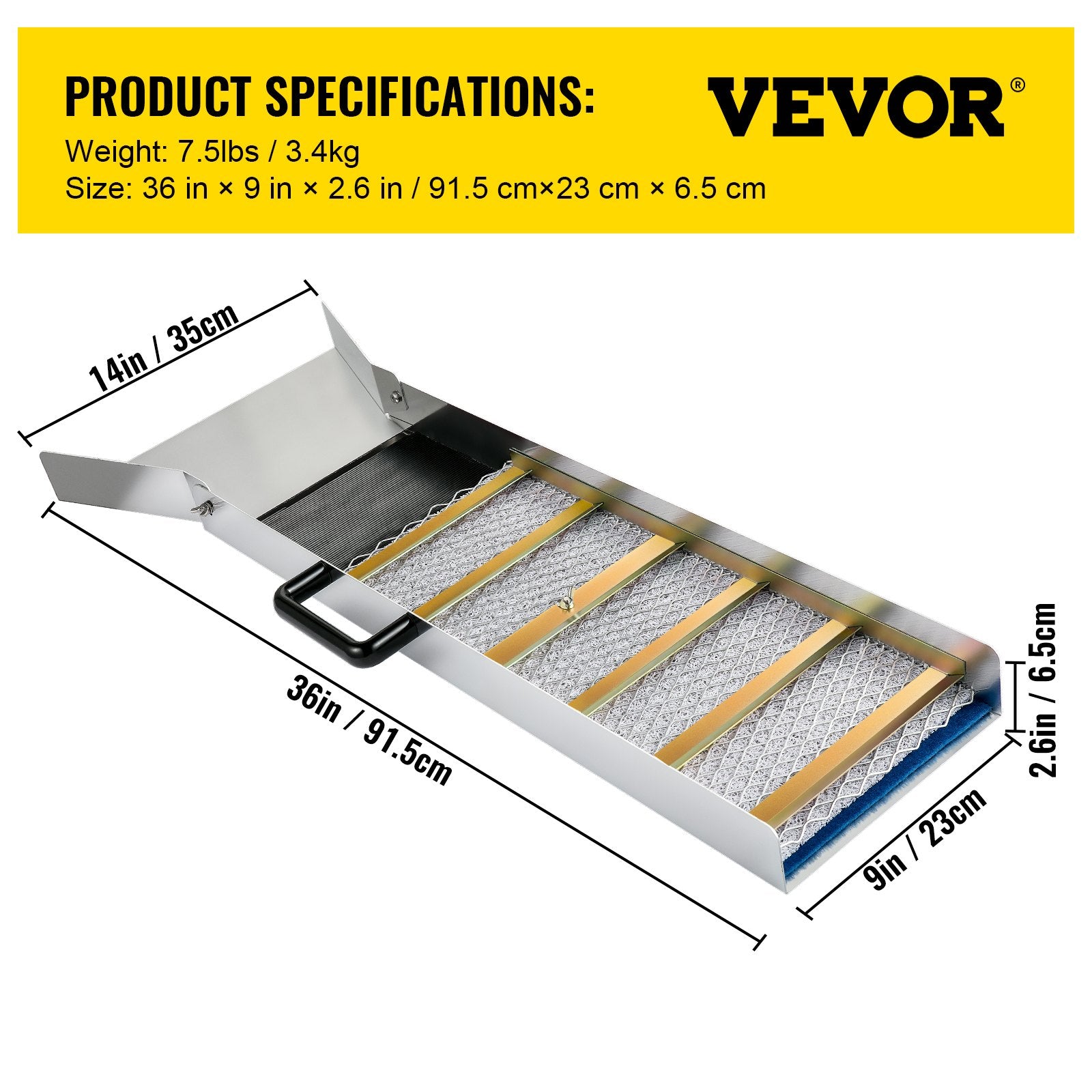 VEVOR Aluminum Alloy Sluice Box, Compact 36" Mini Sluice Boxes for Gold, Lightweight Gold Sluice Equipment, Portable Sluice Boxes with Miners Moss, River, Creek, Gold Panning, Prospecting, Dredging