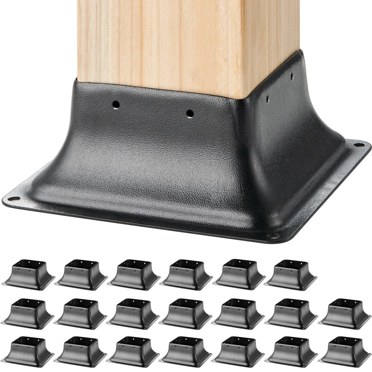 VEVOR 101.6x101.6mm Post Base 20Pcs, Internal 91x91mm Heavy Duty Powder - Coated Steel Post Bracket Fit for Standard Wood Post Anchor, Decking Post Base for Deck Porch Handrail Railing Support