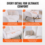 VEVOR Nursery Rocking Chair, 250 lbs Weight Capacity Teddy Fabric Upholstered Glider Rocker Chair with Soft Seat and High Backrest, Nursing Chair for Nursery, Bedroom, Living Room, Ivory White