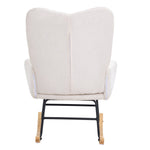 VEVOR Nursery Rocking Chair, 250 lbs Weight Capacity Teddy Fabric Upholstered Glider Rocker Chair with Soft Seat and High Backrest, Nursing Chair for Nursery, Bedroom, Living Room, Ivory White