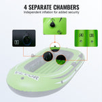 VEVOR Inflatable Boat, 2-Person Inflatable Fishing Boat, Strong PVC Portable Boat Raft Kayak, Includes 1158 mm Aluminum Oars, High-Output Pump and Fishing Rod Holders, 227 kg Capacity for Adults, Kids