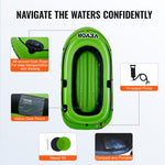 VEVOR Inflatable Boat, 2-Person Inflatable Fishing Boat, Strong PVC Portable Boat Raft Kayak, Includes 1158 mm Aluminum Oars, High-Output Pump and Fishing Rod Holders, 227 kg Capacity for Adults, Kids