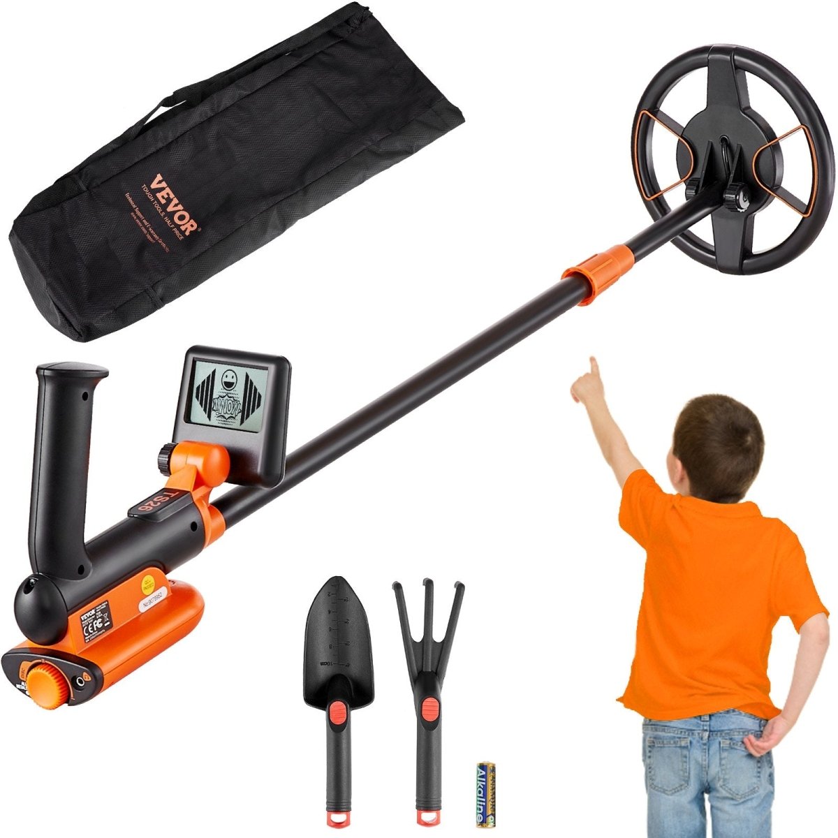 VEVOR Metal Detector for Kids, 150mm, Waterproof Search Coil with LCD Display, Adjustable 660.4 - 914.4 mm Gold Detector, Lightweight Carbon Fiber Stem for Junior & Youth Detecting Gold Coin Treasure