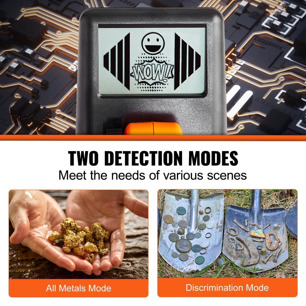 VEVOR Metal Detector for Kids, 150mm, Waterproof Search Coil with LCD Display, Adjustable 660.4 - 914.4 mm Gold Detector, Lightweight Carbon Fiber Stem for Junior & Youth Detecting Gold Coin Treasure