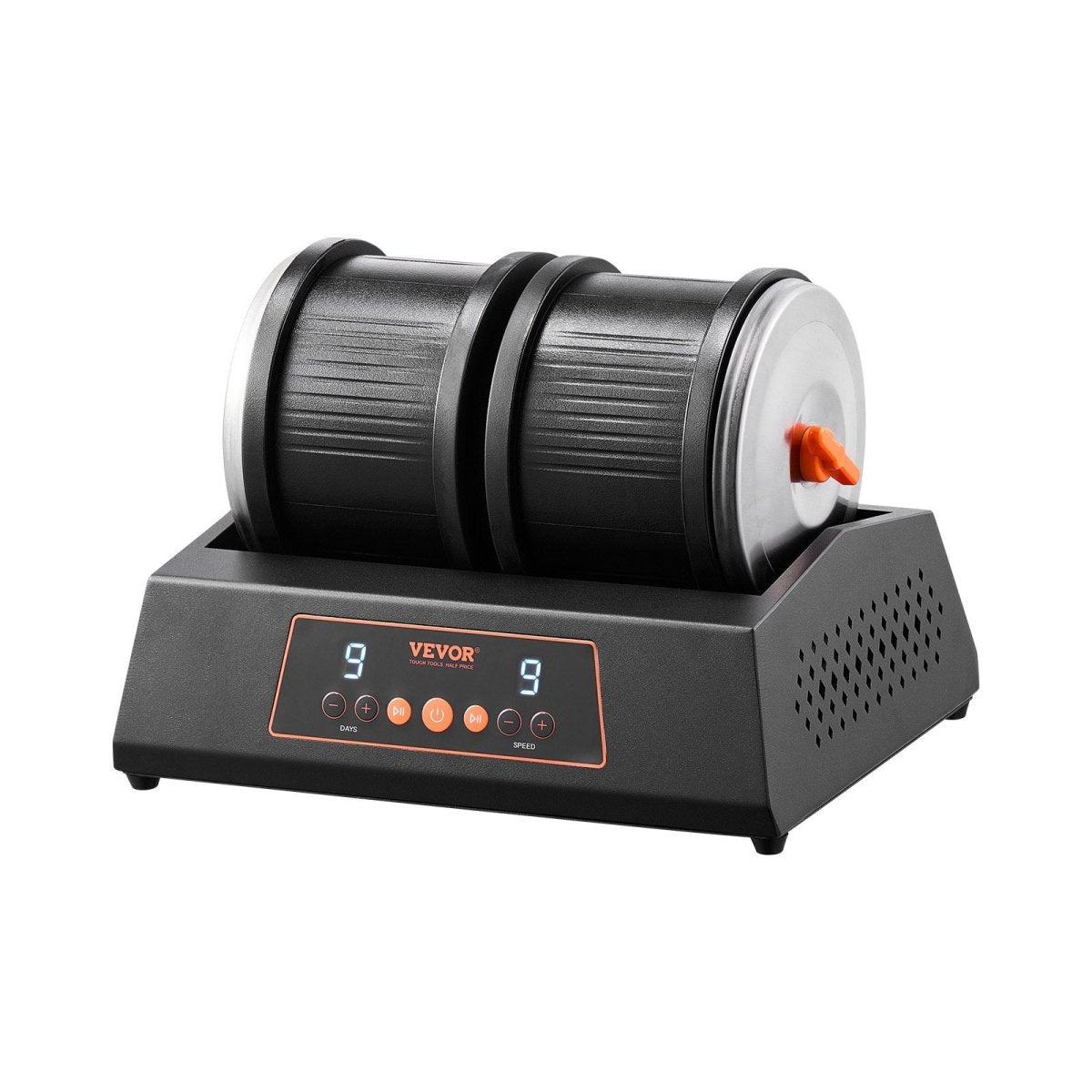 Rock Tumbler Machine 8 lbs Rock Polishing Kit 9 Speed 9 - Day Timer Dual Barrels