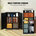 VEVOR Metal Storage Cabinet w/ 3 Keys 2 Adjustable Shelves & Magnetic Door Black
