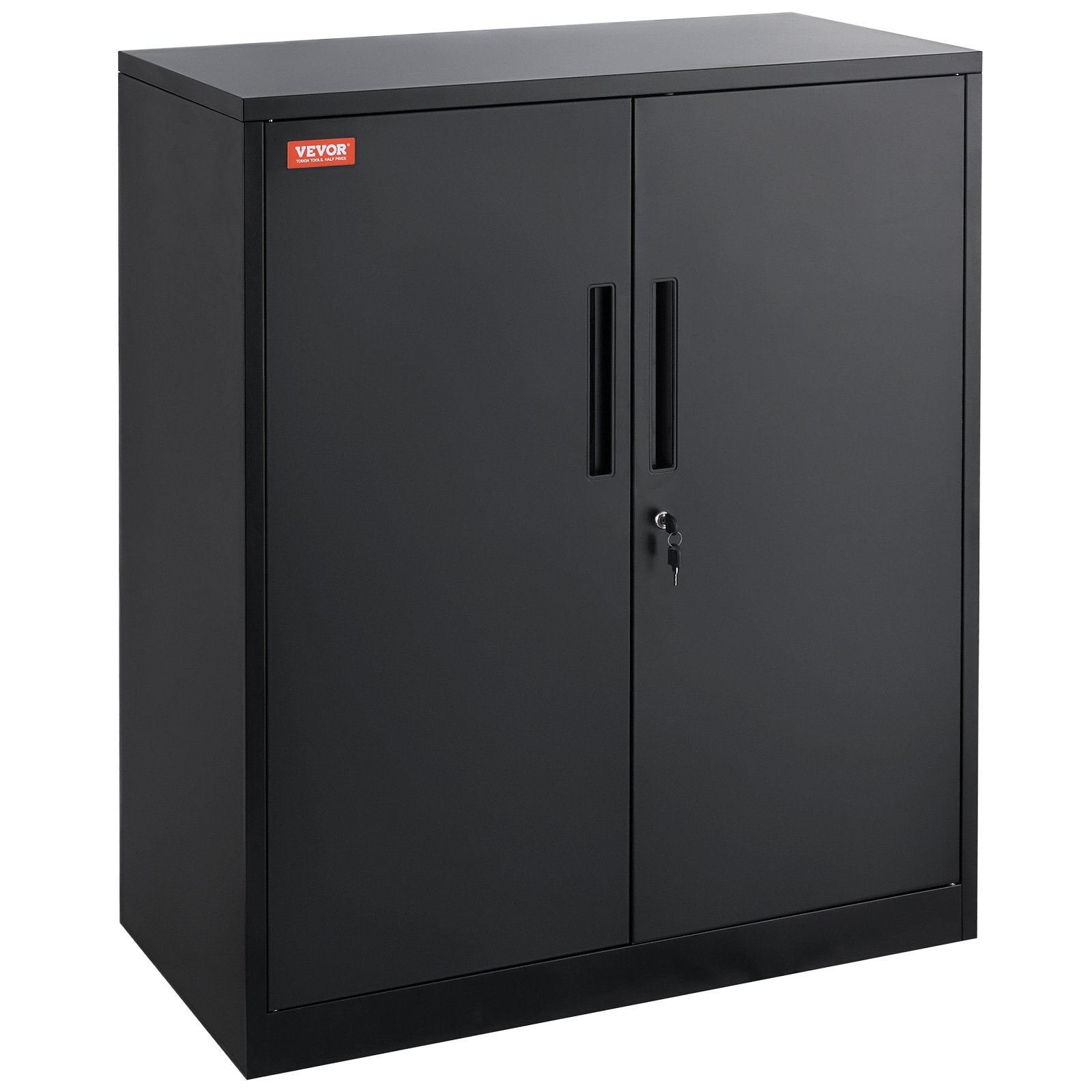 VEVOR Metal Storage Cabinet w/ 3 Keys 2 Adjustable Shelves & Magnetic Door Black