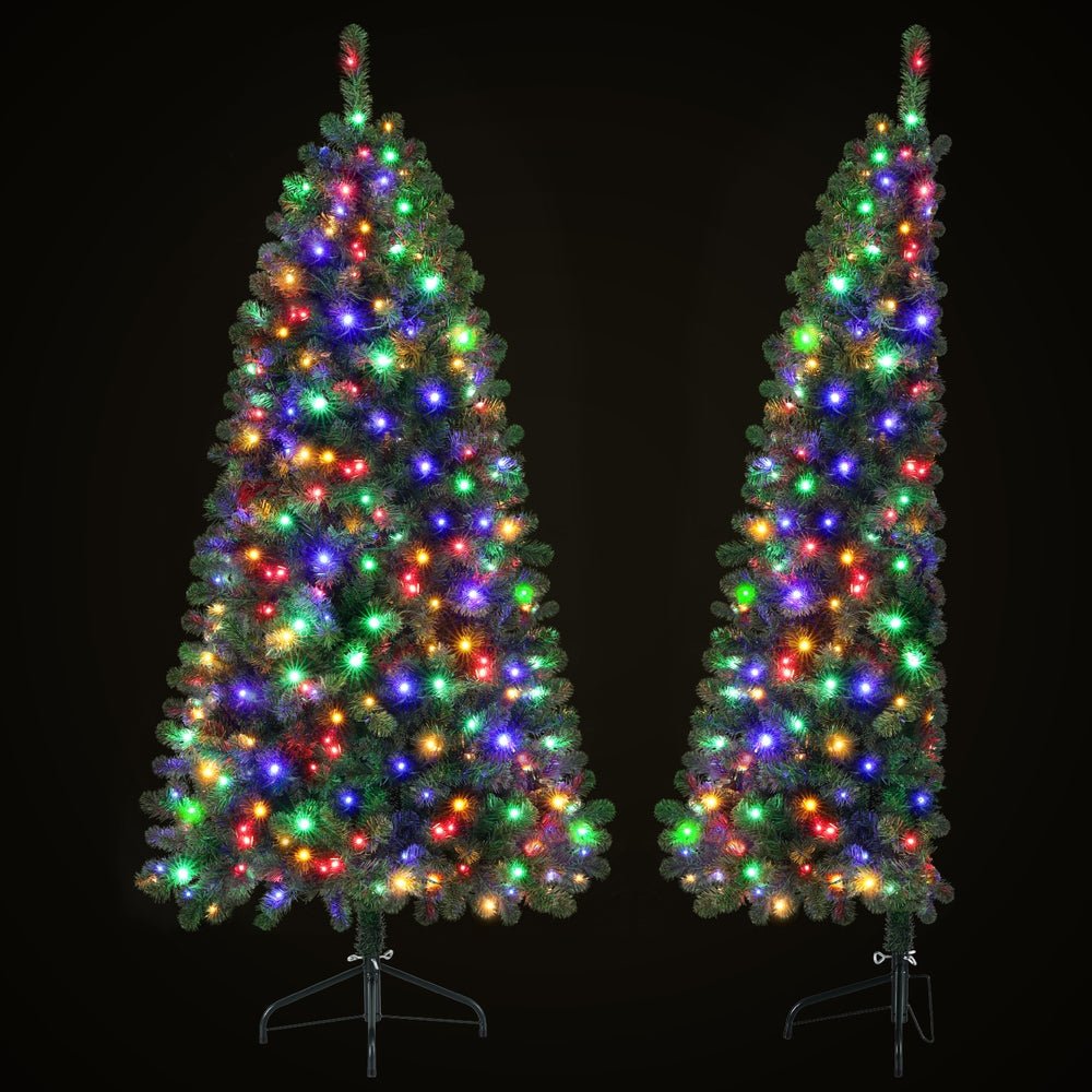 Jingle Jollys Christmas Tree 1.8M LED Corner Xmas Tree Half 8 Modes Multi - color