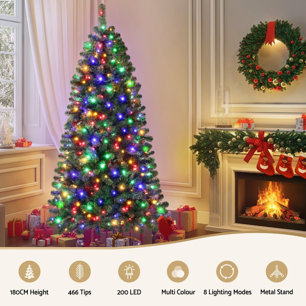 Jingle Jollys Christmas Tree 1.8M LED Corner Xmas Tree Half 8 Modes Multi - color